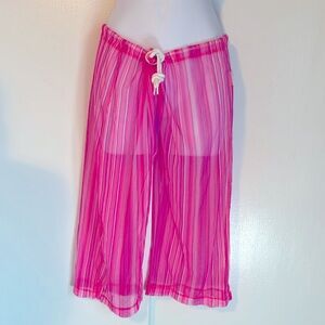 Swimsuit Cover up pants, hot pink striped, sz 14